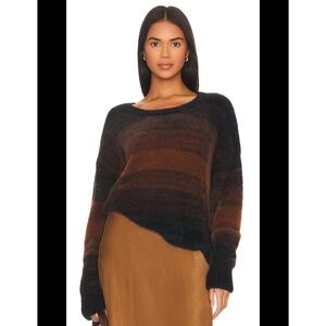BELLA DAHL Chocolate Ombre Slouchy Pullover Sweater Eyelash Soft Fuzzy Cozy S
